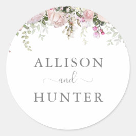 Spring Floral Monogram Seal Ronde Sticker