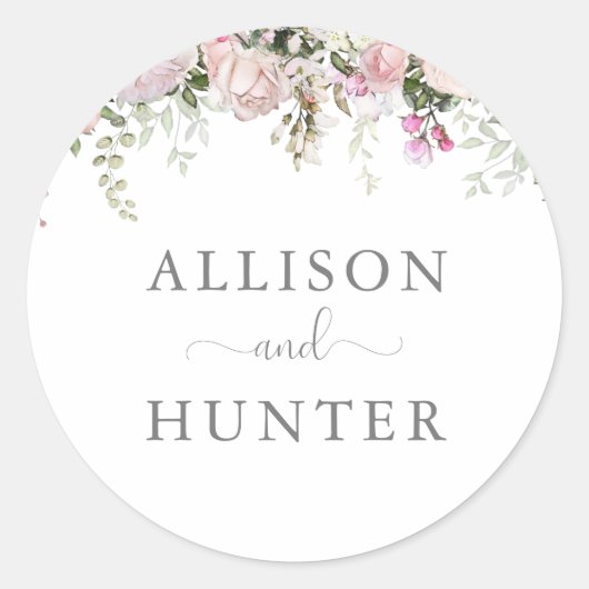 Spring Floral Monogram Seal Ronde Sticker (Voorkant)