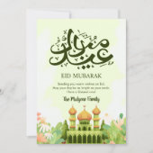 Spring Floral Mosque Garden Eid Mubarak Card Feestdagenkaart (Voorkant)
