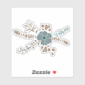 Spring Floral Motif Blauwgroen Bruin Gray Whimsica Sticker (Vel)