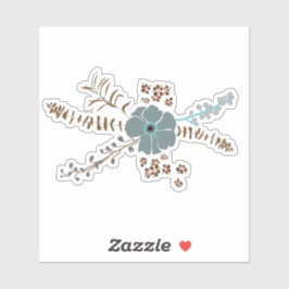 Spring Floral Motif Blauwgroen Bruin Gray Whimsica Sticker
