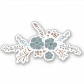 Spring Floral Motif Blauwgroen roze grijs Sticker (Voorkant)