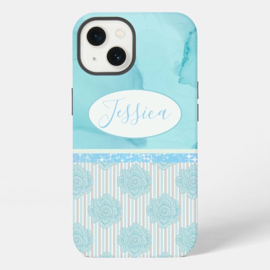 Spring floral multi blauw ontwerp iPhone hoesje (Achterkant)