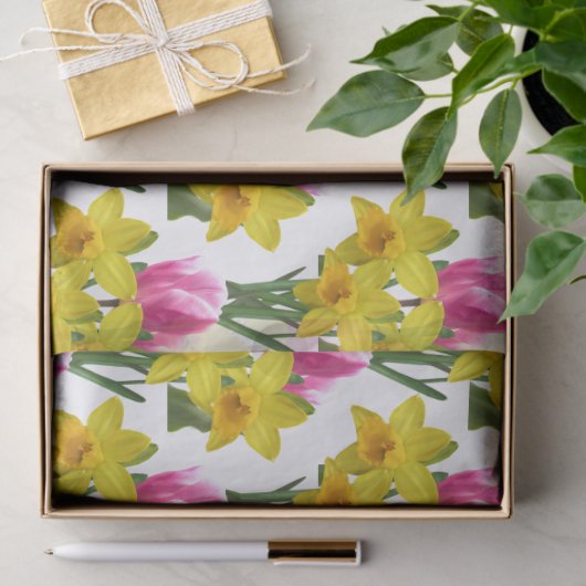 Spring Floral narcissen en tulpen Tissue Paper Tissuepapier (Geschenk)