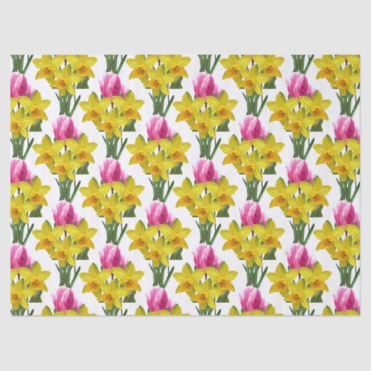 Spring Floral narcissen en tulpen Tissue Paper Tissuepapier (Voorkant)