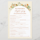 Spring Floral Nursery Rhymes Quiz Baby shower Game (Voorkant)