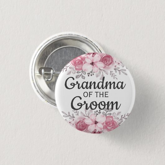 Spring Floral oma van de groom Button (Voorkant /achterkant)