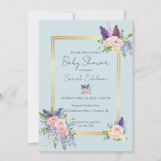Spring Floral Pastel Baby shower Uitnodiging (Voorkant)