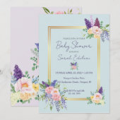 Spring Floral Pastel Baby shower Uitnodiging (Voorkant / Achterkant)