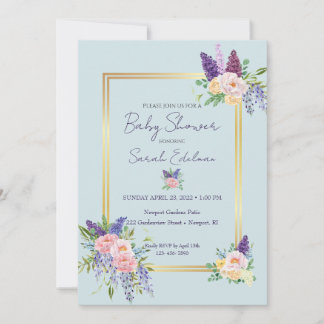 Spring Floral Pastel Baby shower Uitnodiging