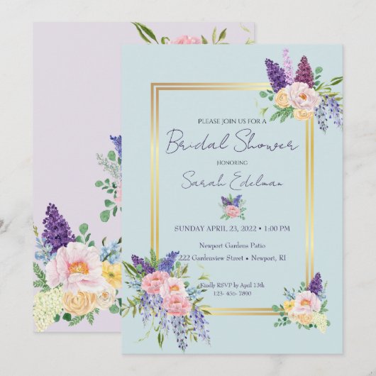 Spring Floral Pastel Bridal Shower Kaart (Voorkant / Achterkant)