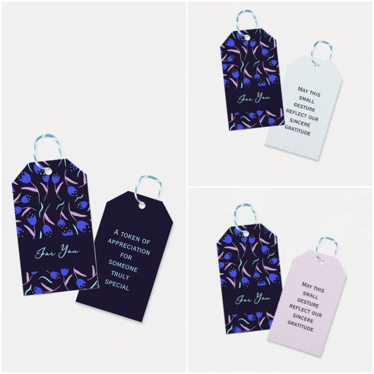 Spring Floral Pattern Dark Blue Cadeaulabel