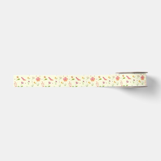 Spring Floral Pattern Grosgrain Lint (Voorkant)