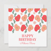 Spring Floral Pattern Hand Drawn Birthday Kaart (Voorkant)