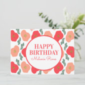 Spring Floral Pattern Hand Drawn Birthday Kaart (Staand voorkant)