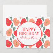 Spring Floral Pattern Hand Drawn Birthday Kaart (Voorkant / Achterkant)