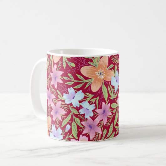 Spring Floral Pattern Koffiemok (Voorkant links)