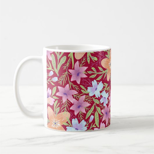 Spring Floral Pattern Koffiemok (Links)