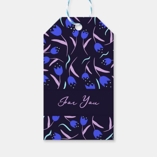 Spring Floral Pattern Lilac Cadeaulabel (Voorkant)