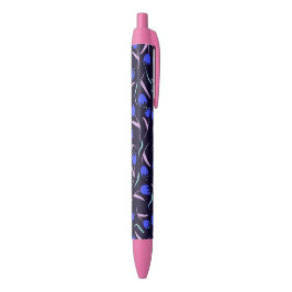 Spring Floral Pattern on Dark Blue Background Zwarte Inkt Pen