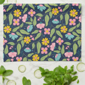 Spring Floral Pattern op Donkerblauw Theedoek (Gevouwen)
