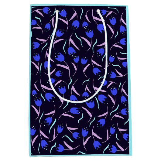 Spring Floral Pattern Turquoise Medium Cadeauzakje (Voorkant)