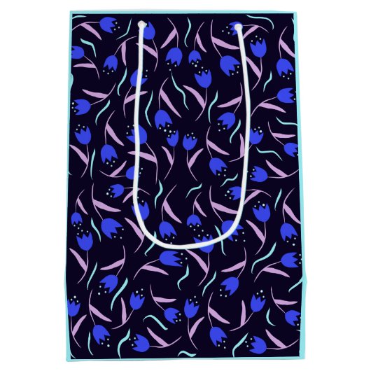 Spring Floral Pattern Turquoise Medium Cadeauzakje (Achterkant)