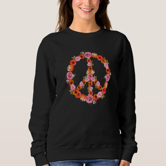 Spring Floral Peace Sign Hippie Flowers 60s 70s Bo Trui (Voorkant)