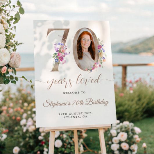 Spring Floral Photo 70th Birthday Welkom Perfect Poster