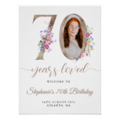 Spring Floral Photo 70th Birthday Welkom Perfect Poster (Voorkant)
