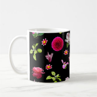 Spring Floral Photo Print Black 11 oz. mok