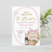 Spring Floral Pink Coquette Daisy Bridal Shower Kaart (Staand voorkant)