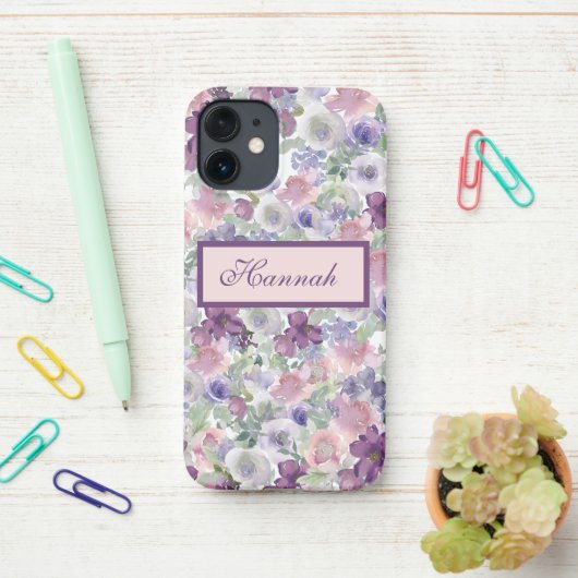 Spring Floral Pink Paars Lavender Garden iPhone Hoesje (Op bureau)