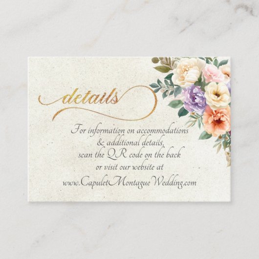 Spring Floral, QR Code - Cream Informatiekaartje (Voorkant)