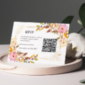 Spring Floral QR Code Rsvp Card Kaartje