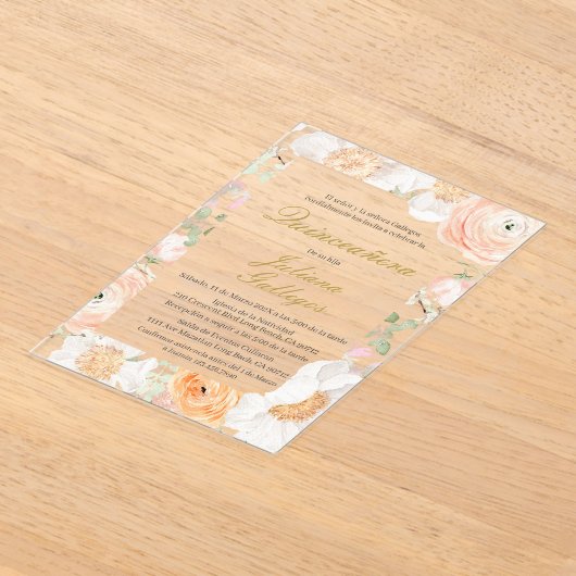 Spring Floral Quinceanera uitnodiging (Laagn)