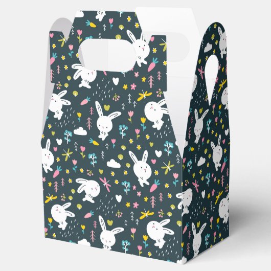 Spring Floral Rabbits Favor Box Bedankdoosjes (Geopend)