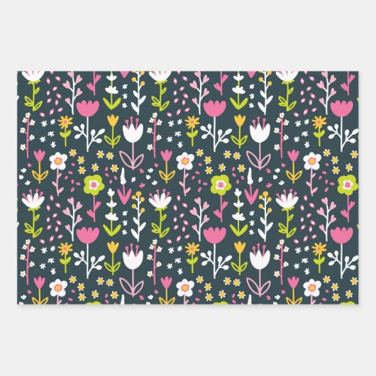 Spring Floral Rabbits Wrapping Paper Set van 3 (Voorkant 2)
