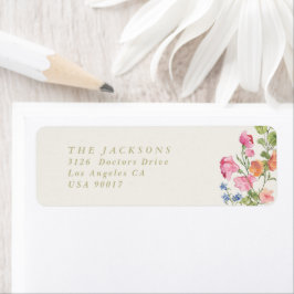 Spring floral Return Address Baby Shower Etiket