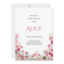 Spring Floral Roze Baby shower Invitation Chic