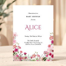 Spring Floral Roze Baby shower Invitation Chic