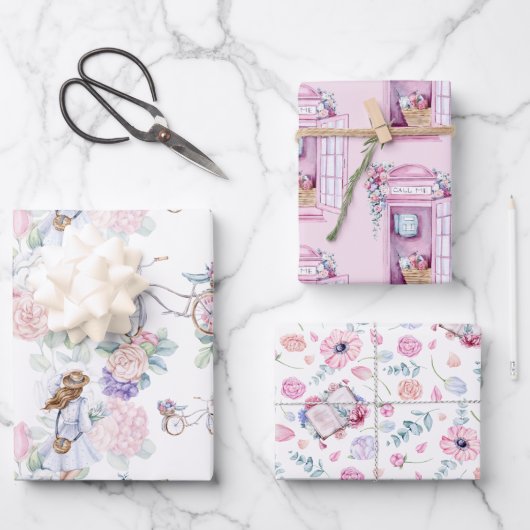 Spring Floral | Roze telefooncel Inpakpapier Vel (Voorkant)