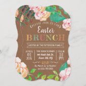 Spring Floral Rustic Kraft Easter Brunch Kaart (Voorkant / Achterkant)