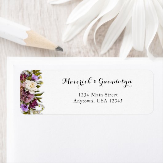Spring Floral Rustic Wedding Retour Adres Label (Insitu)