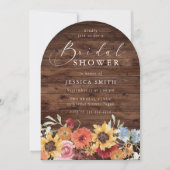 Spring Floral Rustic Wood Modern Bridal Shower Kaart (Voorkant)