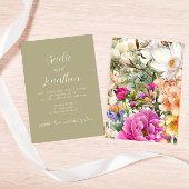 Spring Floral Sage Green bruiloft uitnodiging