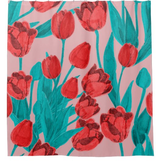 Spring floral seamless pattern with hand drawn tul douchegordijn (Voorkant)