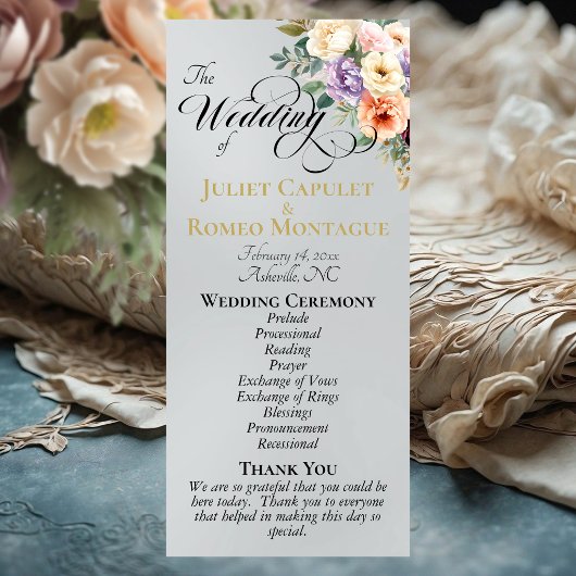 Spring Floral - Silver Wedding Programmakaart
