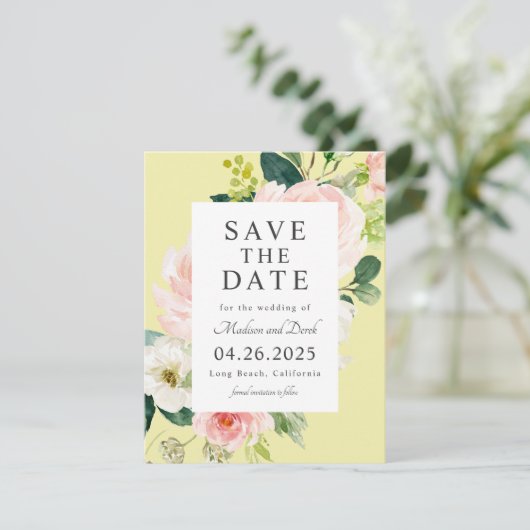 Spring Floral sparen de Datum met Uw Foto Save The Date (Staand voorkant)