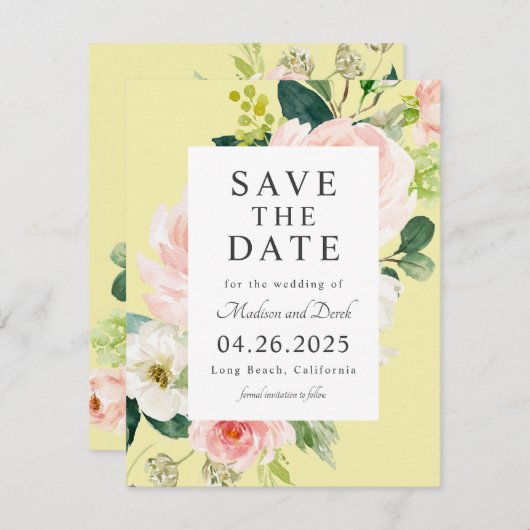 Spring Floral sparen de Datum met Uw Foto Save The Date (Voorkant / Achterkant)